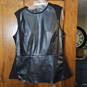 Bagatelle Faux Leather Front Black Slvls Women's Large Top Layer